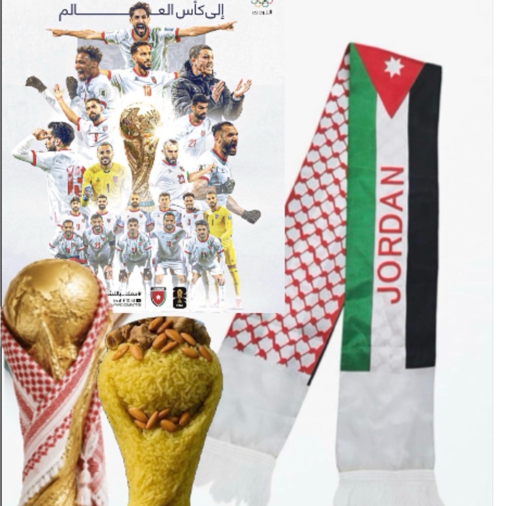 Jordan National Team Scarf - Red, Green, Black, White النشامى الاردن كأس العالم